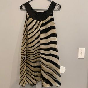 Pure silk mini dress with watercolor style zebra-print motif